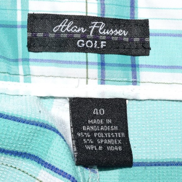 Alan Flusser Golf Short Plaid Turquoise Men's - Picture 5 of 6